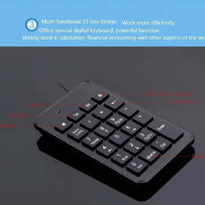 Teclado numérico mecánico ultrafino portátil para ordenador portátil Pc Bank 23 teclas Usb con cable Mini interruptores de teclado Digital