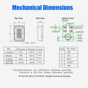 Micro Silicon Kỹ Thuật Số Micrô Mô Phỏng 3.50 Mm Thành Phần Micro Mems Đa Hướng Cổng Dưới - Product Image 4