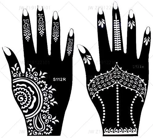 Pochoirs de tatouage au henné OEM Art corporel Autocollant de tatouage mains en dentelle au henné noir pour la vente en gros, magnifiques femmes Sexy 10 pièces temporaires