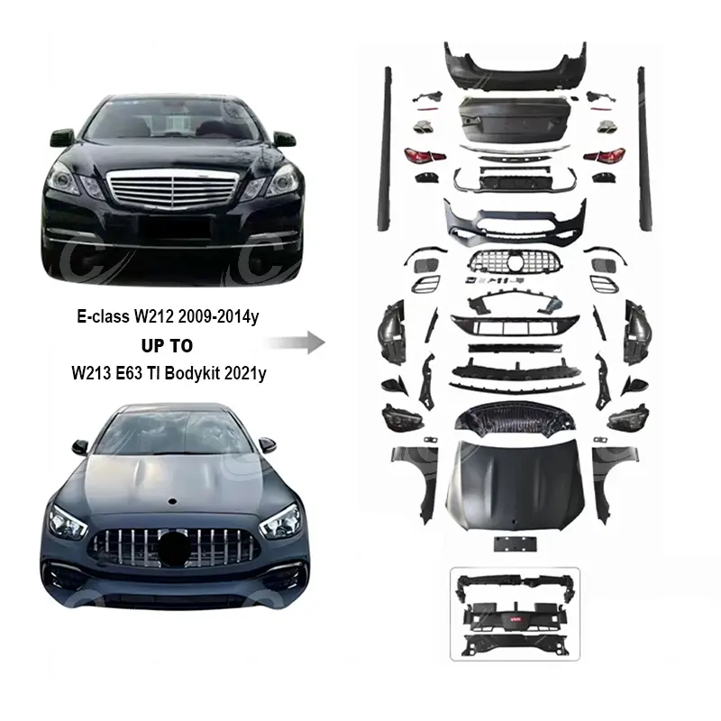 W212 Kit de carroceria estilo TI para Mercedes W212 2009-2014y a 2021+ Kits de carroceria de para-choques de carro W213 E63 E63S
