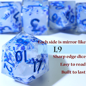 ชุดลูกเต๋า RPG ลายดอกไม้ไพลินลึกลับชุดลูกเต๋าเรซินโพลีเมอร์ DND สำหรับดันเจี้ยนและ Game-L9กระดาน - Product Image 4