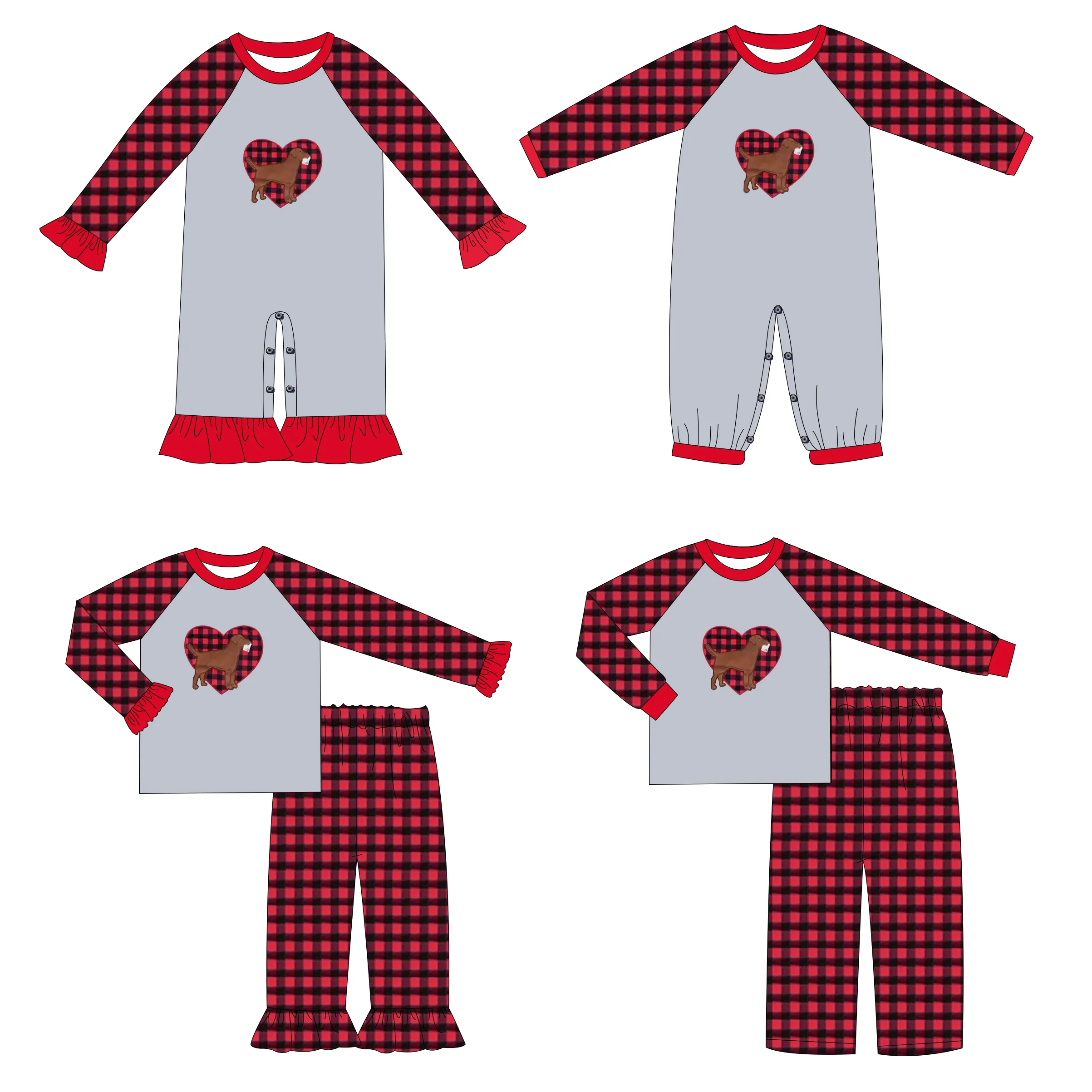 toddler kids smocked Valentine's Day heart print girl kids clothes long pants set wholesale children's boutique clothing