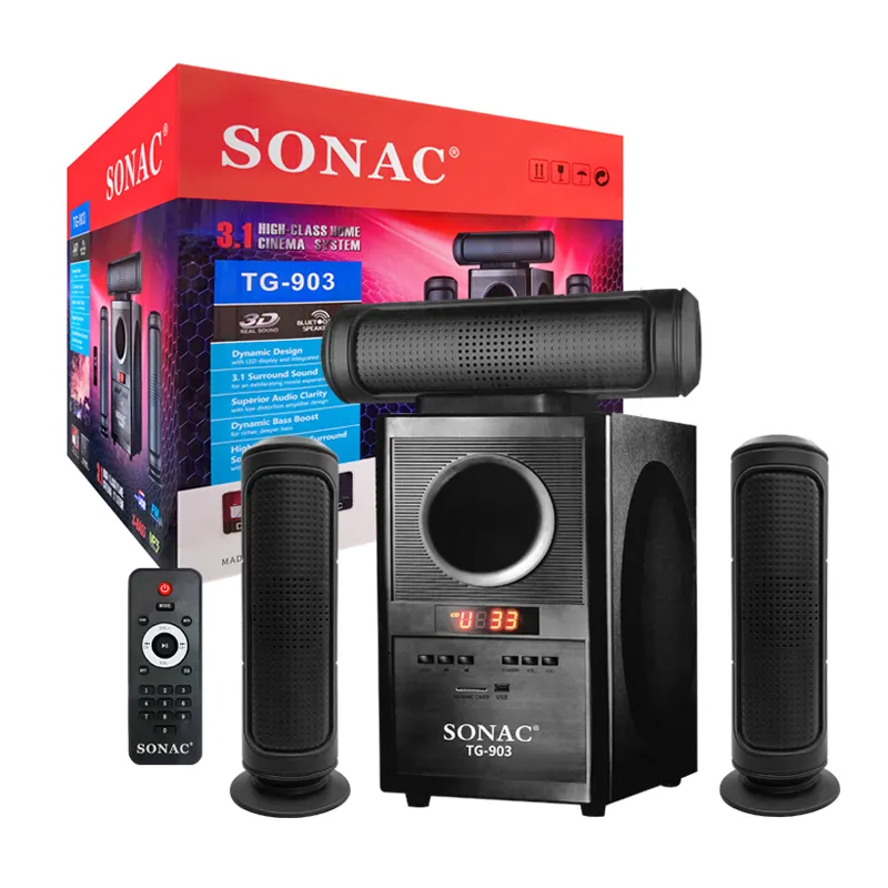 Sonac TG-903 nuovo sistema di altoparlanti multimediale 3.1 in legno Hi Fi con tariffe di riacquisto elevate home theater di alta qualità