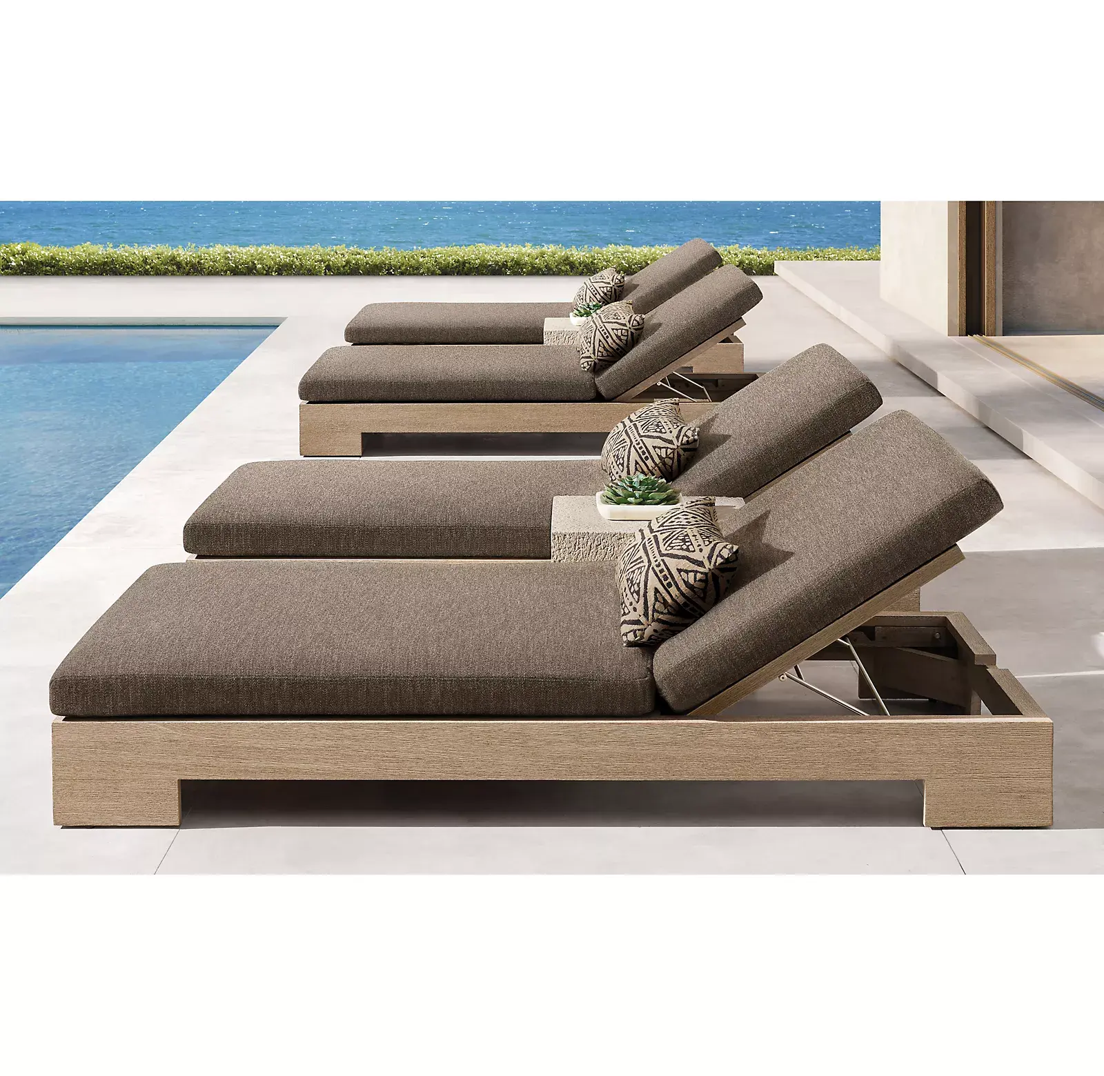 Sassanid nuovo arrivo Patio esterno Set da giardino resort per tutte le stagioni in teak in vimini salotto di wang Chaise mobili da esterno di lusso moderni