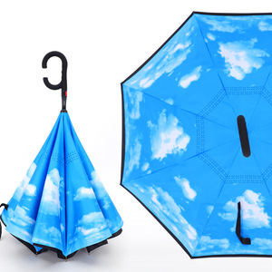 反伞带C形手柄防风倒挂伞防雨双层免提伞商务风格 - Product Image 6