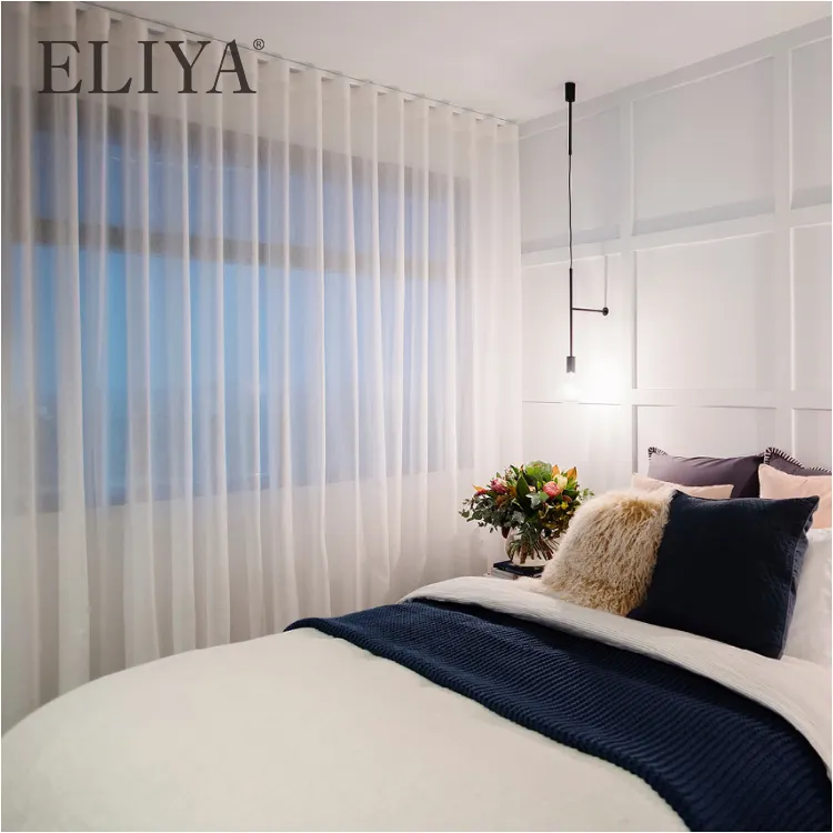 ELIYA Hotel di Qualità del Poliestere di Colore Solido di Lusso di Perline Decorative Tende del Soggiorno