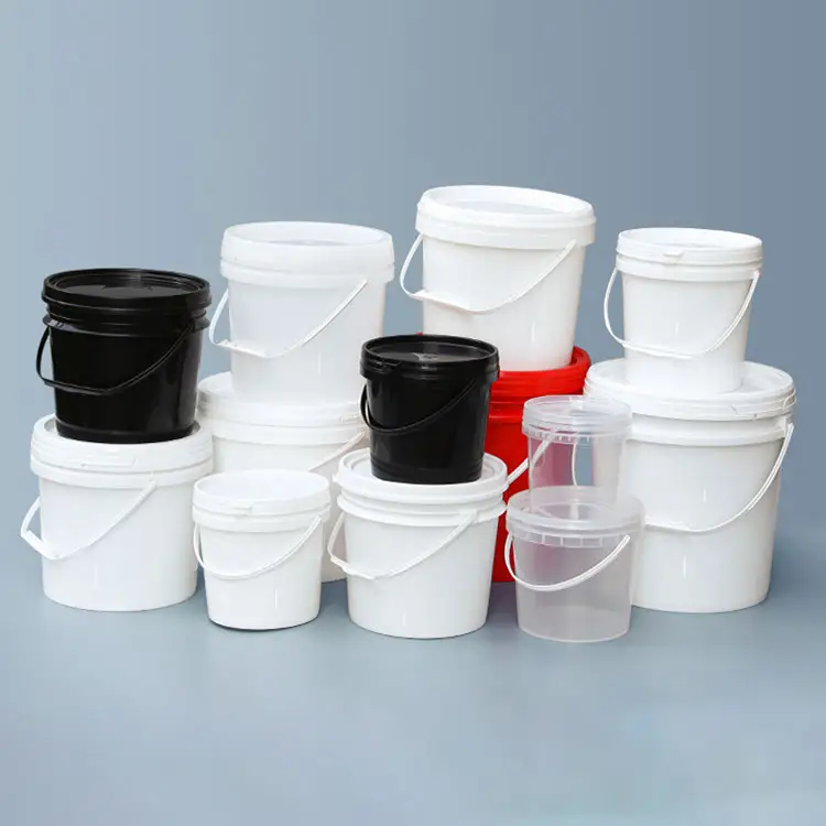 Empty 5L Plastic Bucket With Tamper Evident Lid Handle For Lubricant Glue Oil Paint Pail