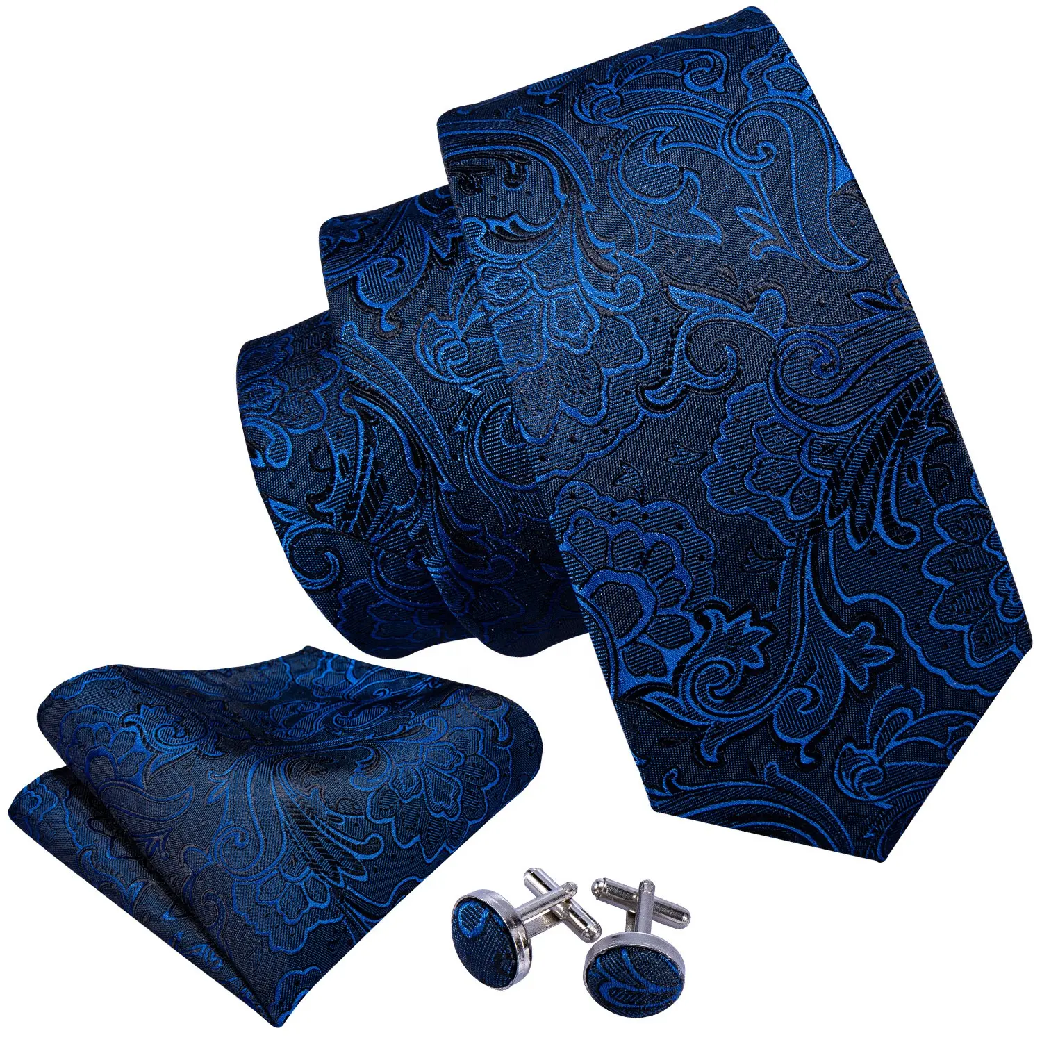 Extra larga azul marino negro Floral de seda corbata personalizada cartera hecha a mano para hombre corbatas