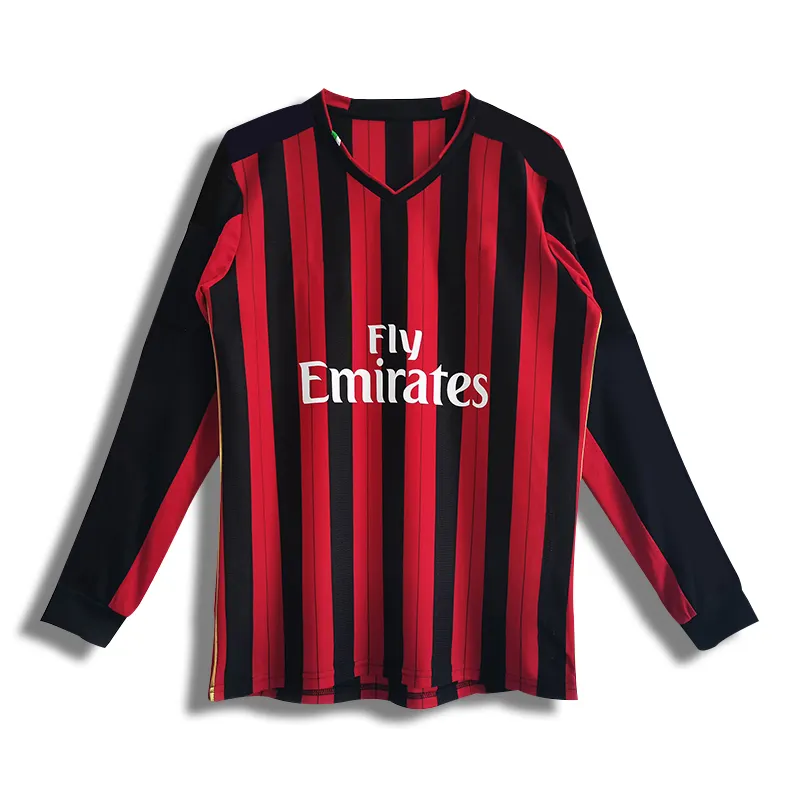 Stock Wholesale Vintage Long Sleeve Empty Plate Top Thailand Top Classic Jersey AC Milan