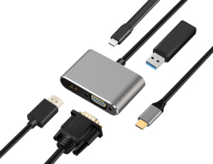 USB C双兼容适配器4k HD PD充电坞站双屏显示集线器USB类型C转换器，用于MacBook - Product Image 1