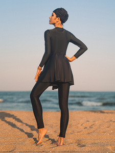 S-XL סיטונאי חדש ארוך שרוול מלא כיסוי אסלאמי צנוע בגדי נשים <span class=keywords><strong>Burkini</strong></span> בתוספת גודל מוסלמי בגדי ים עם כרית חזייה