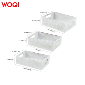 WOQI Rustic <strong>Wood</strong> Nesting <strong>Crate</strong> Set 3 <strong>Stackable</strong> Storage Farmhouse Box Container Basket <strong>Wood</strong> Crafts Wall Signs Wooden Boxes Decor - Product Image 2