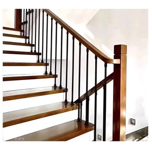 Rampe d'escalier verticale moderne avec main courante en bois pour escaliers en fer et balcon, revêtement en poudre, installation facile - Product Image 1