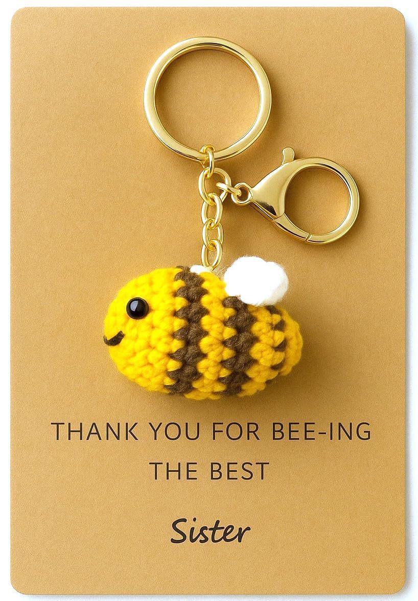 Yellow Bee knitted pendant