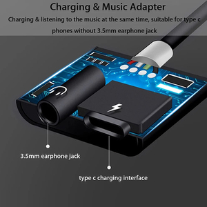 3.5mm Earphone Jack USB C <strong>Audio</strong> Cable Earphone <strong>Adapter</strong> <strong>Adapter</strong> Type C to 3.5 mm Type-C <strong>Audio</strong> Splitter - Product Image 3
