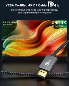 Venta al por mayor 4K DisplayPort macho a macho 1,4 Cable Compatible con computadoras de escritorio Laptops Monitores de juegos de alta frecuencia de actualización y más - Product Image 6