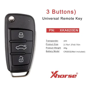 Audi A6L Q7 tipi 3 düğmeler için profesyonel XKA620EN 2. Nesil kablolu uzaktan anahtar VVDI Mini için evrensel uzaktan anahtar/anahtar aracı Max - Product Image 2