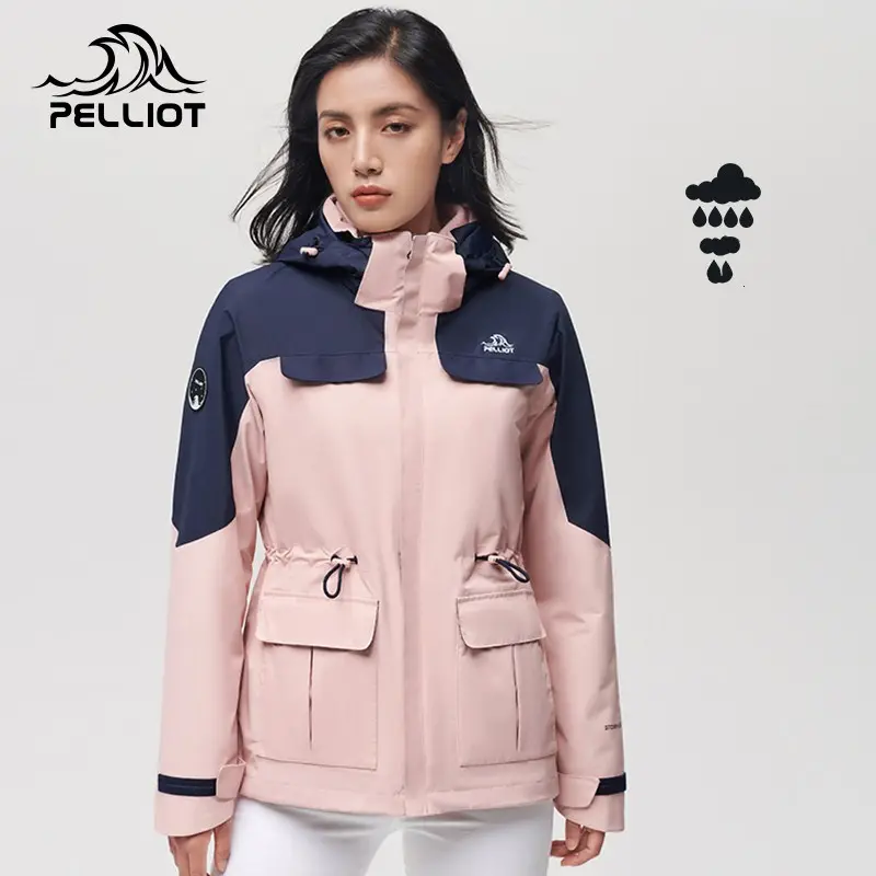 Recycelt Schwarz Rosa Lila Hellgrau Frauen Kapuze Wasserdichte Jacke Outdoor Camping Klettern Hard shell Jacke Mantel