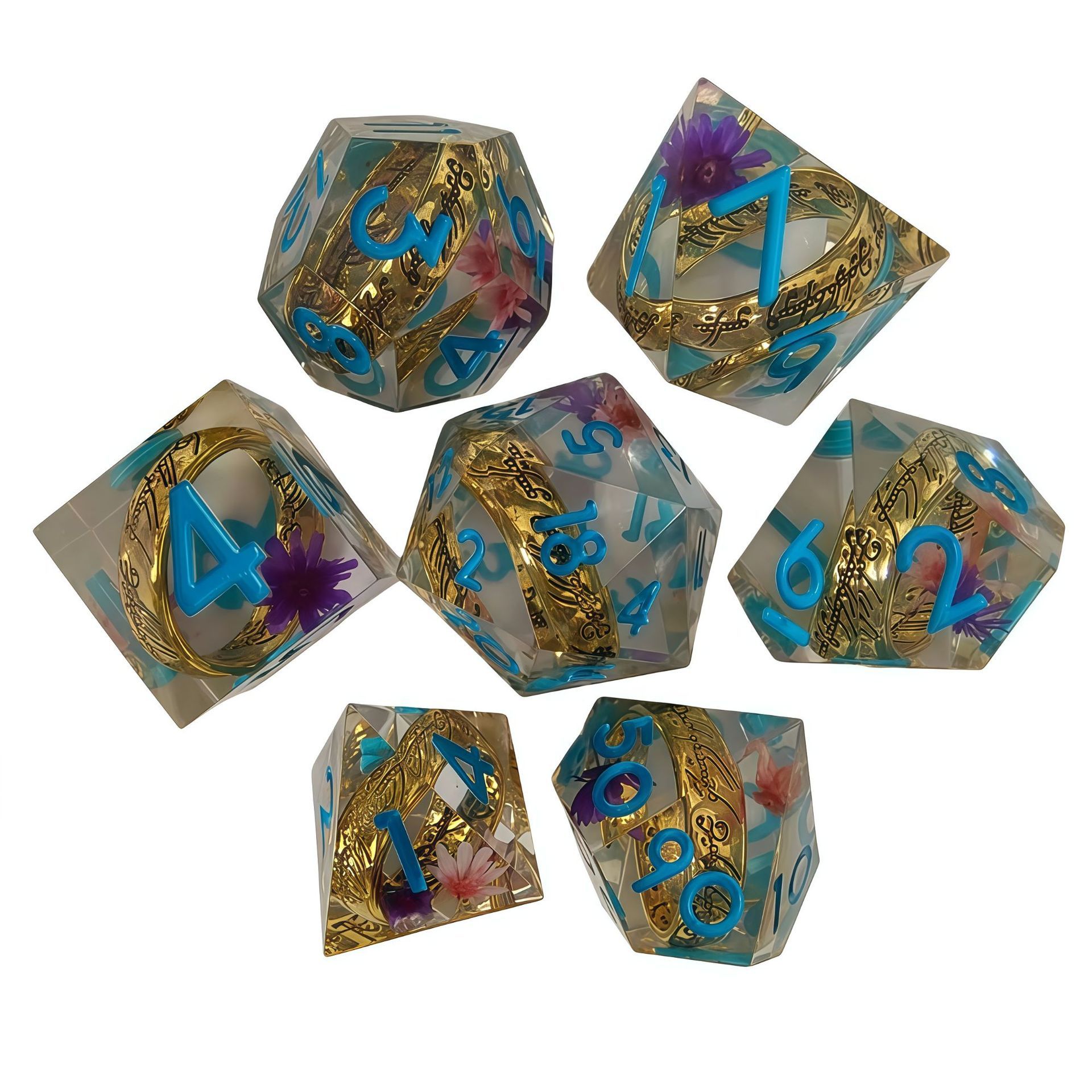 Ring with flower in blue