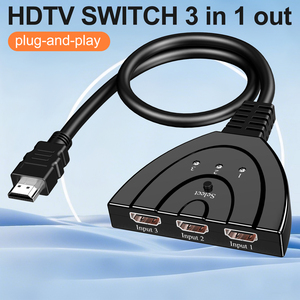 Fábrica al por mayor 1080p HDTV Switcher 3 Entrada 1 Salida 3x1 Video Switch para proyector Monitor de computadora