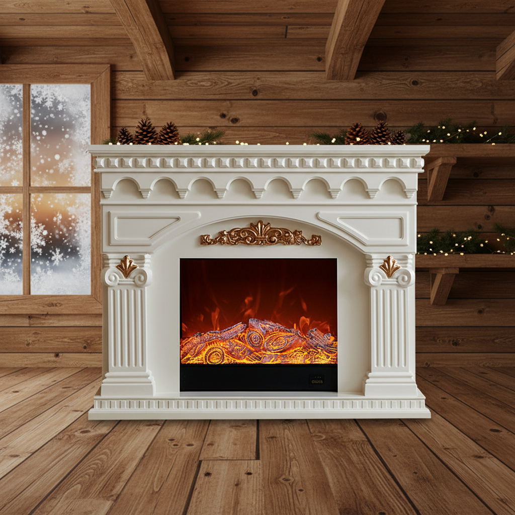 Núcleo de estufa decorativo blanco marfil de 1,5 m
