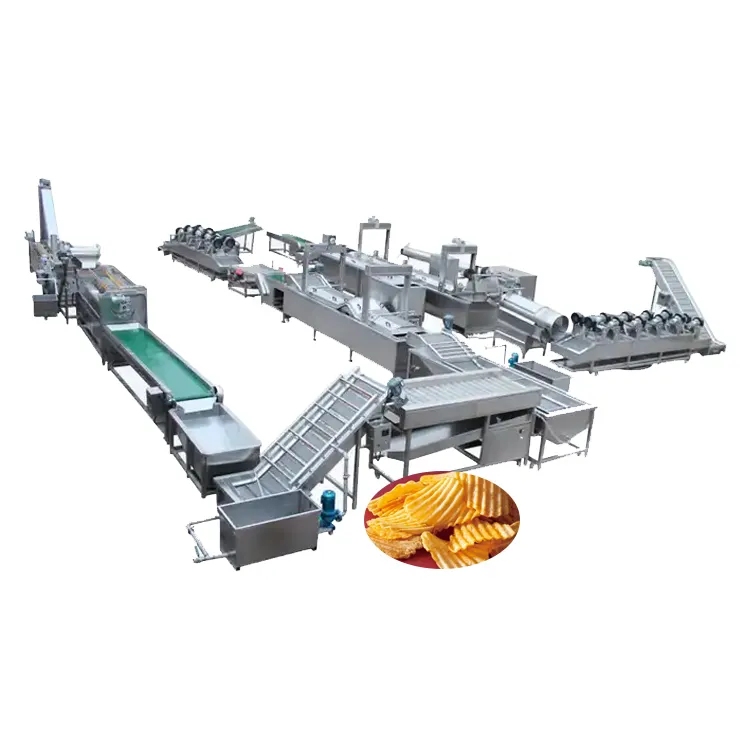 ماكينة إعداد البطاطس المقلية الأوتوماتيكية بالكامل ، خط إنتاج البطاطس المقلية المجمدة بآلية بالكامل