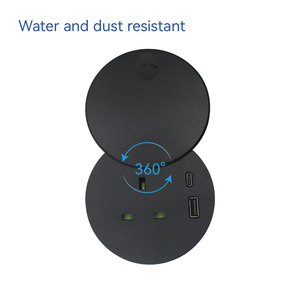 80mm Smart UK Round Grommet Office Desk <strong>Power</strong> <strong>Outlet</strong> with USB A+USB-C Charging Port Top with <strong>Rotation</strong> Cover - Product Image 5