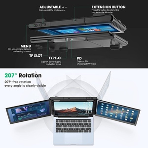 Portable <strong>Monitors</strong> for 2023 12 Inch HD LCD Triple Screen for 13-15 Inch PC <strong>Computer</strong> Laptop Screen Extender - Product Image 5