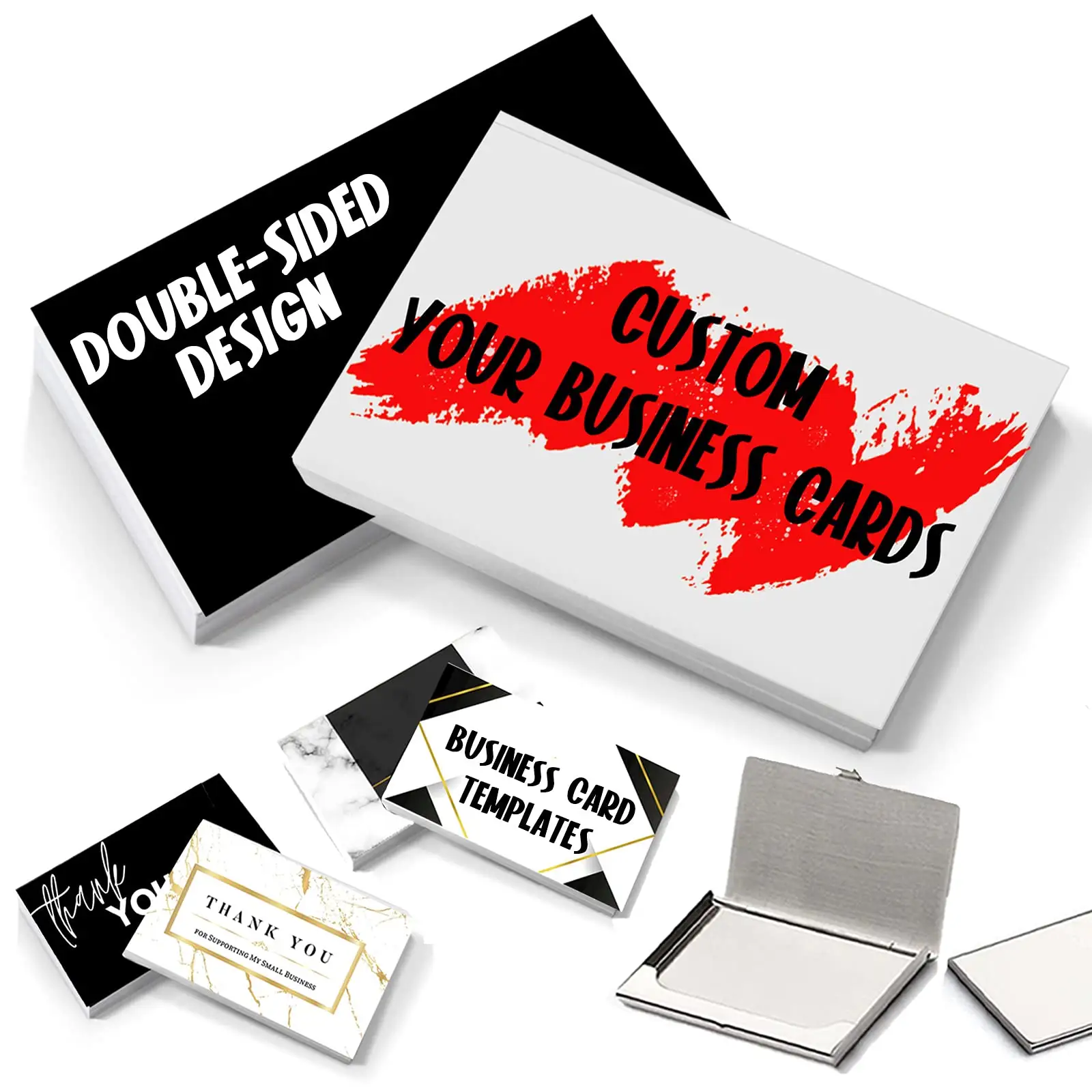 Custom Personalized Business Cards with Your Logo Picture Text Thick Waterproof Paper Front and Back Sides Printed for Business