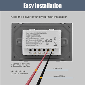 Telecomando Wireless USW8841B 4 gang wifi controllato programmabile 110volt interruttori luce elettrica tipo 114*75 - Product Image 5