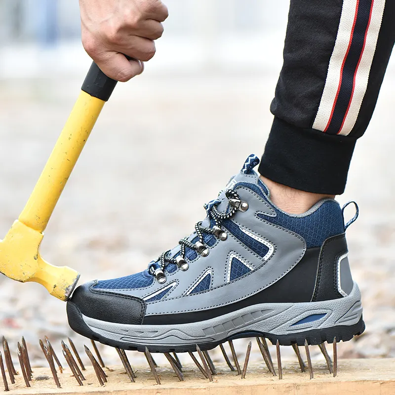 Sapatos de segurança masculinos, sapatos modernos para segurança do trabalho com bico de aço