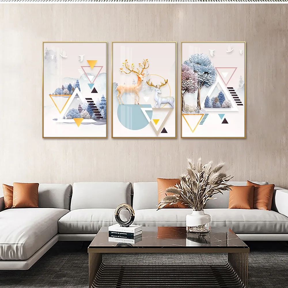 Huamiao 40 × 60 cm hochwertiges Kristall-Porzellan-Malerei-Szenario geometrischer Fantasy-Rahmen Malerei-Läge