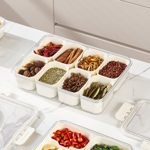8 Facharten Gewürzbehälter mit Deckel rechteckige Snack-Schalen geteiltes Serviertablett mit Griff geteilte Aufbewahrungsbox für Gewürze - Product Image 4