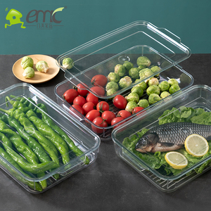 Cajas apilables de plástico para almacenamiento de nevera, contenedores reutilizables con tapa - Product Image 5