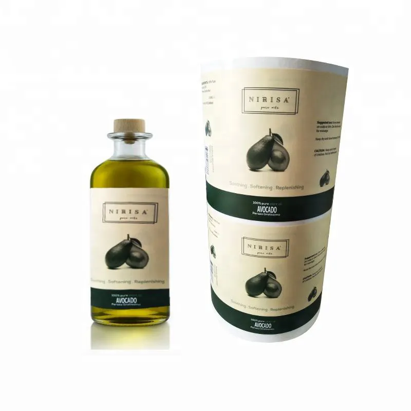 Impresión de encargo privado adhesivo rollo hoja de oro botellas de aceite de oliva etiqueta