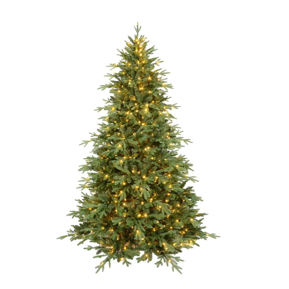 Árvore de Natal com luzes LED para decoração de Natal, bolas de árvores verdes Longstar de Natal, enfeites de cores naturais, novo estilo