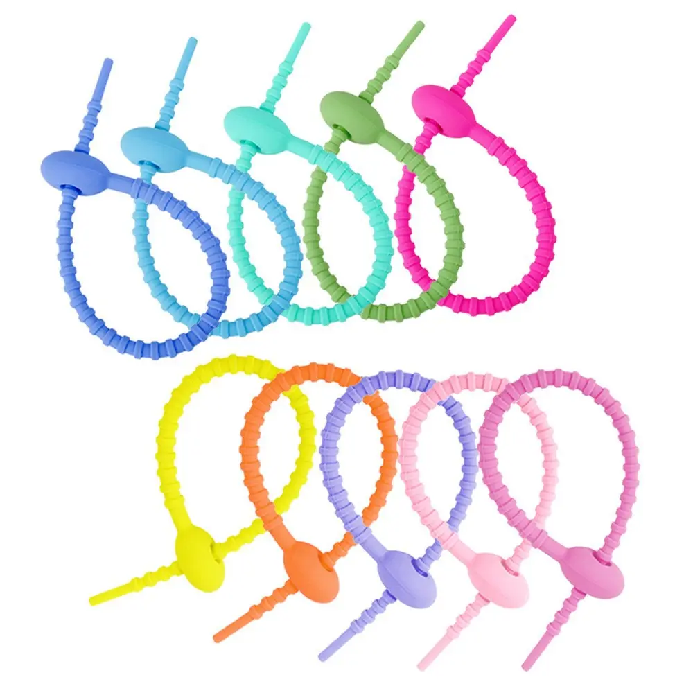 Wholesale Colourful Silicone Ties Keychain DIY Clothing Bag Jewelry Keychain Lanyard Data Cable Storage Cable Winder