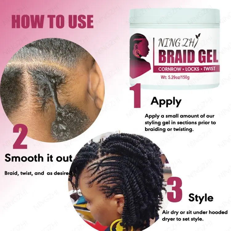 Hot sale braid styling gel 16oz white label firm hold loc retwist dread gel