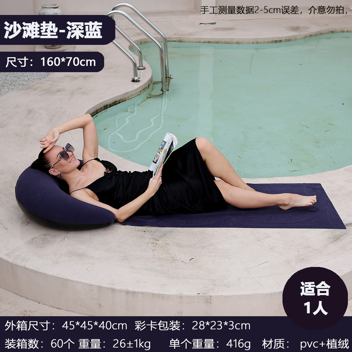 Alfombra de playa azul oscuro