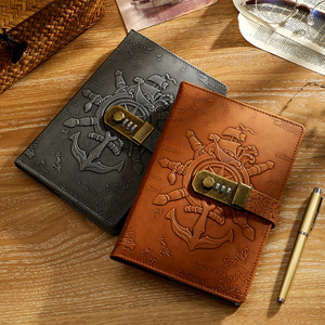 3D relieve retro A5 bloqueo de contraseña cuaderno de núcleo interno multifuncional creativo estudiante Libreta de cuero diario al por mayor - Product Image 3