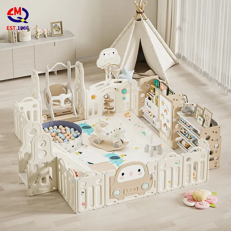 Playpen de bebê dobrável plástico, luxuoso, adulto, bebê, fácil de carregar, cerca de cuidados de plástico para bebês e crianças