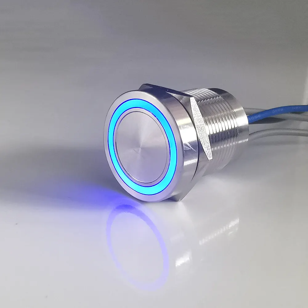 Paslanmaz çelik su geçirmez ışık dokunmatik anahtarı ile 12 V mavi led göstergesi 22mm led piezo anahtarı ip68