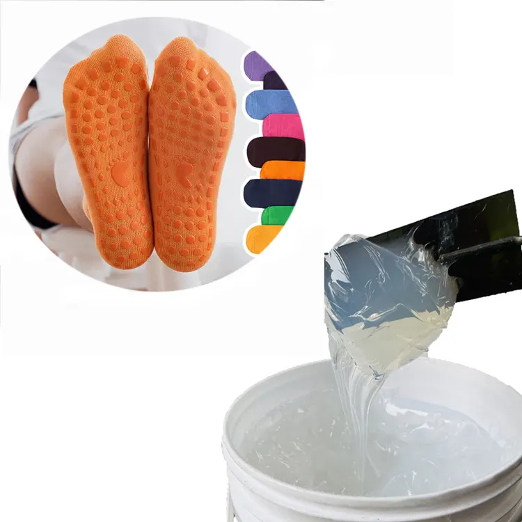 Calcetines de Yoga baratos, ropa textil, logo en relieve 3D, material de silicona impreso, tinta de impresión de silicona para calcetines