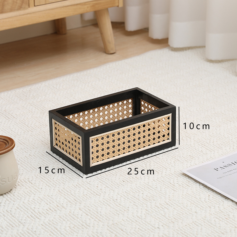 Black faux rattan small