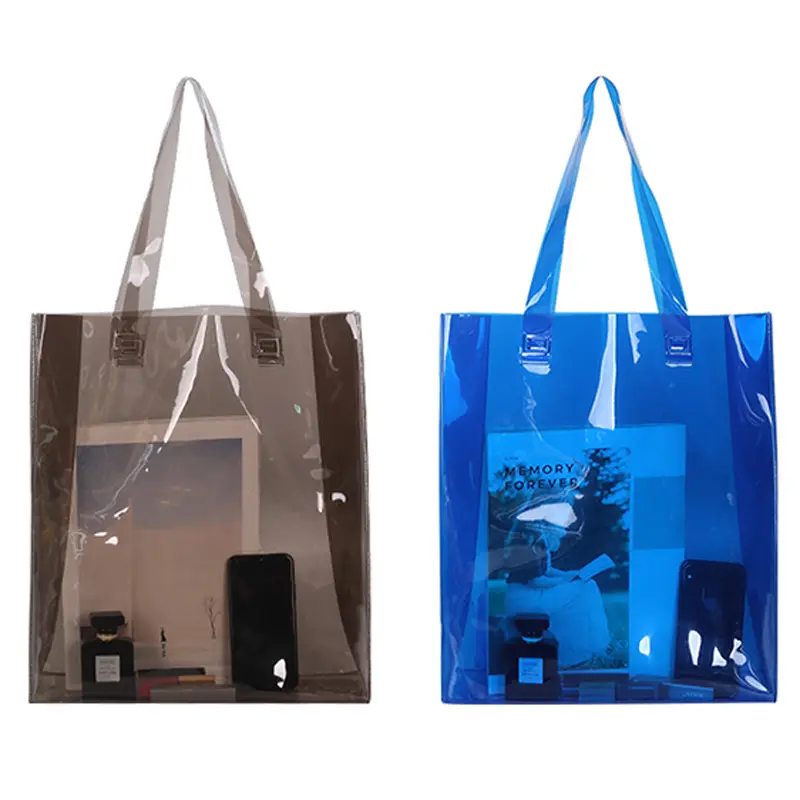 Borsa a mano in Pvc per lo Shopping con Logo personalizzato di alta qualità trasparente di lusso personalizzato