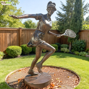 YOUFINE Personnalisé Taille Réelle Grande Sculpture Moderne En Bronze Coulé Tennis Athlète Féminine Athlétique Sport <span class=keywords><strong>Statue</strong></span> En Laiton Figure Sculpture pour Lieu - Product Image 1