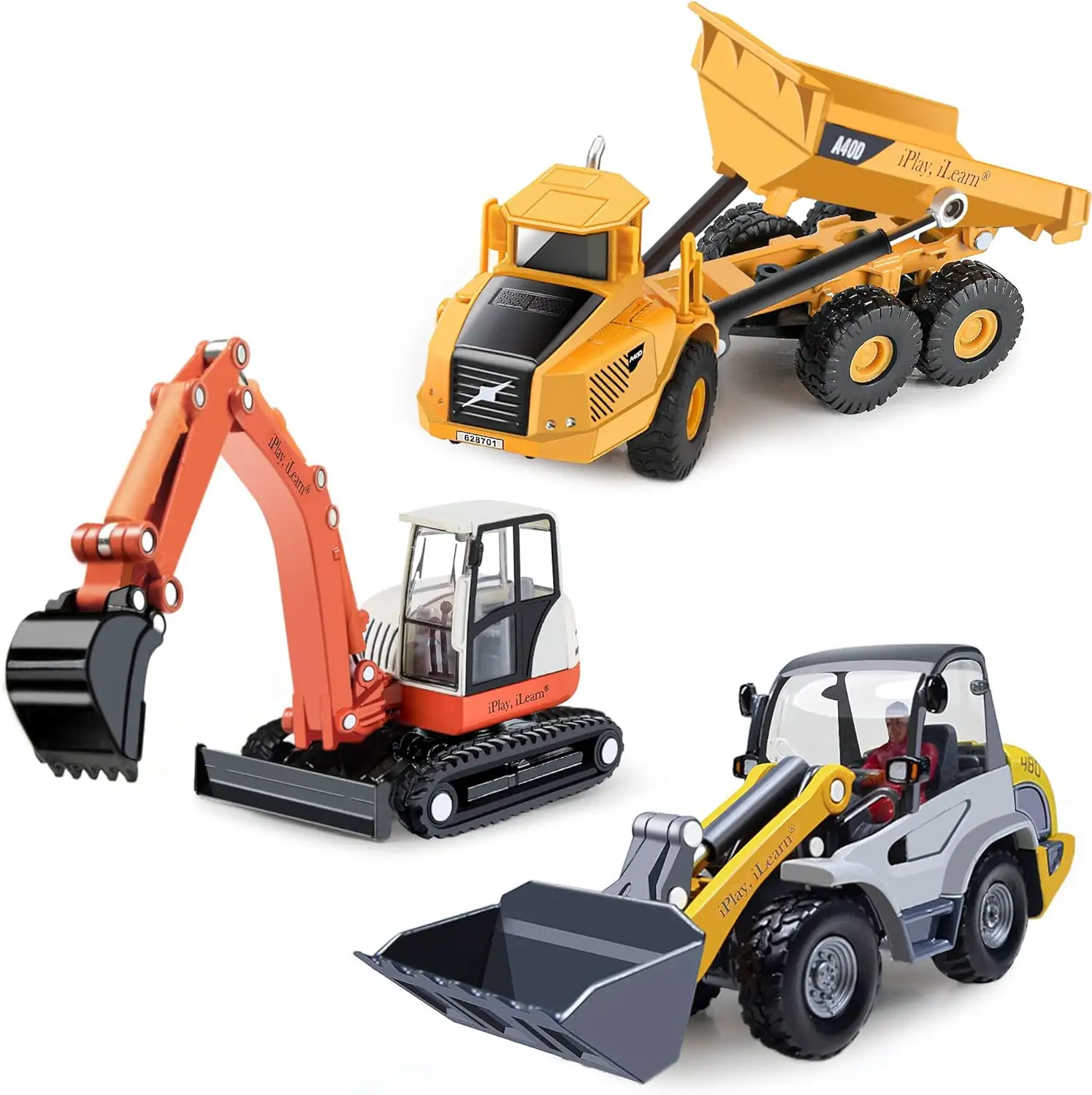 Camión volquete de metal, excavadora, tractor Bulldozer Diecast Vehicle, Sandbox Car Toy,Heavy Duty Construction Site Play Set