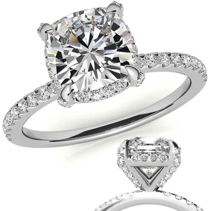 Walmart-anillo de compromiso de 4 quilates para mujer, sortija de diamante grande de oro de 18K de lujo, joyería de boda