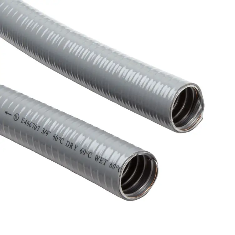 Waterproof Metal Corrugated Wire Conduit Cable Grey Electrical Corrugated Flexible Pvc Coated Metal Coated Conduit