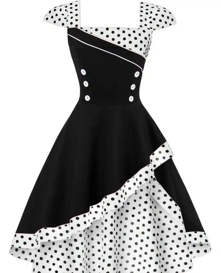 Gaun Polka Dot Wanita Perdagangan Luar Negeri Baru Musim Semi dan Musim Panas 2023 Penjualan Langsung Pabrik